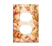 Plaque murale duplex de cuisine en forme de fraise, vintage, fantaisie, gâteau, crème glacée, printemps, pastel, pêche, taille standard, décoration pour la maison et le salon