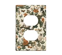 Plaque murale duplex en forme de chat - Motif floral vintage et papillon - En plastique crème - Taille standard - Pour la chambre à coucher, la salle de bain, la cuisine, l'entrée