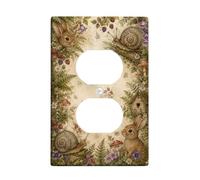 Plaque murale duplex en forme de lapin, nature rustique, escargot, champignon, printemps, en plastique marron, taille standard pour prises électriques pour maison, salon, nouvel appartement