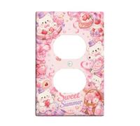 Plaque murale duplex en forme d'ours - Joli gâteau ludique en forme de cœur d'été - En plastique - Taille standard - Double prise de courant - Pour chambre à coucher, salle de bain, cuisine, entrée