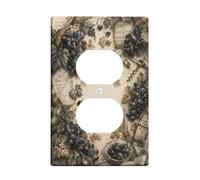 Plaque murale duplex en plastique marron de taille standard pour prises électriques pour chambre à coucher, salle de bain, entrée de maison, motif feuilles de raisin, tire-bouchon