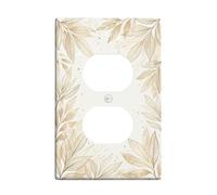 Plaque murale duplex en plastique naturel et élégant, branches florales d'automne beige taille standard pour prises électriques pour nouvel appartement, maison, chambre à coucher, bureau