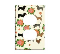 Plaque murale duplex pour chien, feuille de rose fantaisie, sans plastique beige, taille standard, double prise de courant pour nouvel appartement, maison, chambre à coucher, bureau