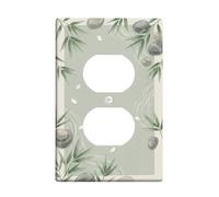 Plaque murale duplex pour plantes, pierres minimalistes naturelles, feuilles vertes printanières, taille standard, double prise de courant pour nouvel appartement, maison, chambre à coucher, bureau