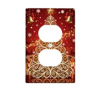 Plaque murale duplex pour sapin de Noël, flocons de neige traditionnels, cloches, en plastique rouge, taille standard, double prise de courant pour nouvel appartement, maison, chambre à coucher