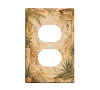 Plaque murale en forme de palmier duplex - Lanterne vintage rustique - En plastique beige - Taille standard - Double prise de courant - Pour nouvel appartement, maison, chambre à coucher, bureau