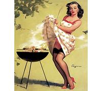 Plaque murale en métal avec inscription « BBQ Pin Up Girl » - 15,2 x 20,3 cm