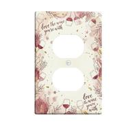 Plaque murale pour verre à vin de cuisine - Rustique chic - Bouteille de vin d'automne - Bordeaux - Taille standard - Double prise d'alimentation pour salon, chambre à coucher, maison et bureau