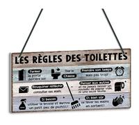 Plaque Murale Règles Toilettes, Décoration Murale PVC Humoristique pour Salle de Bain WC Toilettes Règles Toilettes STICKERS