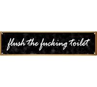 Plaque murale rétro amusante en métal « Flush The Toilet » sur le thème de l'horreur de l'automne - Humour inapproprié pour bar, maison, université, dortoir, 40,6 x 10,2 cm