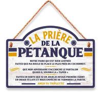 STC Plaque en bois Prière de la Pétanque à suspendre (cordon inclus) 20 cm
