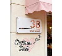 Plaque numéro de maison en acrylique avec gravure laser personnalisée - personnalisable avec votre nom et adresse, design minimaliste, convient pour une utilisation intérieure et extérieure. Fabriqué 