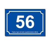 Plaque Numéro de Rue Personnalisable - 15x10 cm - Numéro de Maison Gravé pour Immeuble Maison en PVC Résistant Extérieur Fixation Adhésif, Trous ou Cache Vis - Bleu