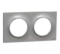 Plaque ODACE Styl aluminium 2 postes horizontal/vertical entraxe 71mm - SCHNEIDER ELECTRIC - S520704E Gris G