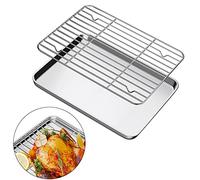 Plaque Pâtisserie avec Grille, Plaque inox four Rectangulaire, Plaque Perforee Patisserie four 30 x 25 x 2,5 cm, Facile à nettoyer,a au lave-Vaisselle et Résistant four Pour Pizza, Biscuits, Viande