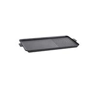 Plaque Plancha Grill 53 x 28 cm pour Réchaud Gaz 2 Feux Surface Lisse et Rainurée Plaque Cuisson Aluminium ALPEN CAMPING