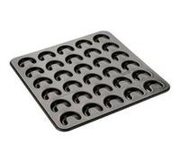 Zenker 6001 Plaque de cuisson pour Vanillekipferl, moule forme croissants, plaque à gâteaux, croissants vanille, plaque Noël, plaque à croissants, Acier inoxydable, Noir, 32 x 30,5 x 1 cm