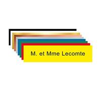 Plaque pour boîte aux lettres personnalisable. Plaque gravée pour BAL 10 x 2,5 cm. Plaque nominative PVC à personnaliser - Dimensions 10 x 2,5 Cm - Coloris Jaune Avec Écriture Noir