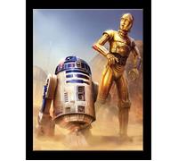 Plaque publicitaire - Star Wars - C3PO et R2D2 - Métal - 41 x 32 cm - Vintage