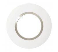Legrand - Plaque de finition ronde dooxie 1 poste finition blanc mat avec bague plume brillante (gris)
