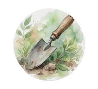 Plaque ronde en métal à suspendre en forme de truelle de jardin | Plaque murale ronde de style vintage de 20,3 x 20,3 cm pour café, bar, bureau, maison, jardin, porte d'entrée