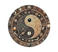 Plaque ronde en métal vintage Yin Yang Feng Shui pour maison, bar, jardin, décoration murale, affiche en métal 20,3 x 20,3 cm