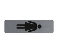 Plaque verticale adhésive imitation aluminium Dame 16,5X4,4 cm - Gris