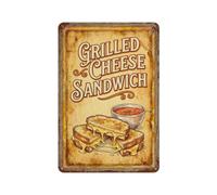 Plaque vintage en métal pour sandwich au fromage grillé | Plaque murale de style vintage pour café, bar, bureau, maison, jardin, porte d'entrée, chambre à coucher et couloir 20,3 x