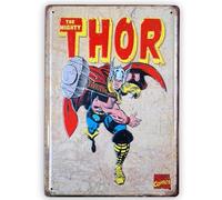 Plaque vintage Thor Dieu du tonnerre - BOEMY by Marvel, 20 x 30 cm : puissance et style rétro pour votre espace !