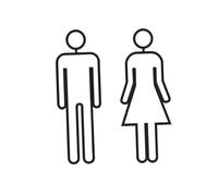 Plaque WC Adhésive,1 Paire Symbole Homme/Femme en Acrylique Noir 15 cm - Autocollant Toilettes Publiques pour Hôtel, Restaurant, Cafétéria