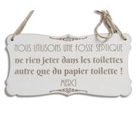 PlaqueMarket | Panneau de Fosse Septique | Plaque de Règles de Toilette en Bois, Papier toilette uniquement, Pancarte de WC Invité Suspendre (PETIT: 9,5 x 19 cm)