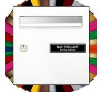Plaques A Graver Plaque Boîte aux Lettres Personnalisée DECO1 avec Cadre Noir Brillant - Texte Blanc - Nom Gravé 1 à 3 Lignes - PVC Adhésif Extérieur - 10x2,5cm