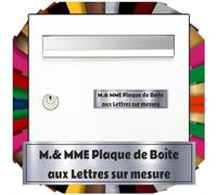 Plaques A Graver Plaque Boîte aux Lettres Personnalisée DECO1 avec Cadre - Nom Gravé 1 à 3 Lignes - PVC Adhésif Anti-UV Usage Extérieur - 100x25mm