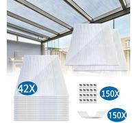 Plaques alvéolaires en polycarbonate de 42x4 mm, avec 100 clips en acier inoxydable pour serre, transparentes, avec profilés alvéolaires, résistantes aux UV, pour serres et abris de voiture