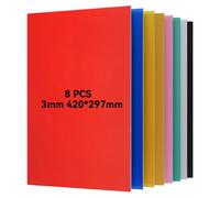 Plaques de contreplaqué colorées - Matériel pour modélisme - Coffret de 8 pièces - 3 mm d'épaisseur - Format A3 - 420 x 297 mm - Non vernies - Découpe et gravure laser
