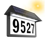 Plaques de numéros de maison avec lumière solaire, panneau d'adresse solaire, plaque d'adresse éclairée extérieure, étanche, 3 modes d'éclairage de couleur, plaque d'adresse lumineuse à DEL