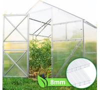 Plaques de polycarbonate alvéolaires à double paroi, 8 mm, 10 pièces, plaques de toiture de 7,32 m², plaques alvéolaires résistantes aux UV, pour serre, jardin, culture, transparentes