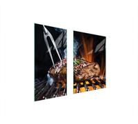 Plaques de recouvrement de cuisinière 2 pièces 75x52 Couverture de champ vitrocéramique verre Planche à découper gril feu