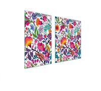Plaques de recouvrement pour cuisinière 2 pièces 100x52 Couverture de plaque vitrocéramique Planche à découper fleurs multicolores