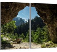 Plaques de recouvrement pour cuisinière 2 pièces 30x52 Couvercle pour plaque vitrocéramique, verre, paysage forêt