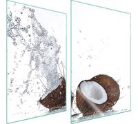Plaques de recouvrement pour cuisinière 2 pièces 35x52 Couverture de champ en vitrocéramique Planche à découper Noix de coco Eau