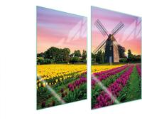 Plaques de recouvrement pour cuisinière 2 pièces 35x52 Couverture de plaque vitrocéramique Planche à découper Tulipes Fan