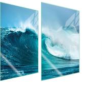 Plaques de recouvrement pour cuisinière 2 pièces 35x52 Couverture de plaque vitrocéramique Planche à découper Vague Mer