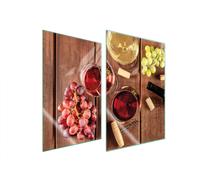 Plaques de recouvrement pour cuisinière 2 pièces 35x52 Couverture de plaque vitrocéramique verre Planche à découper vin bois