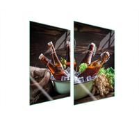 Plaques de recouvrement pour cuisinière 2 pièces 35x52 Couverture de plaque vitrocéramique Verre Planche à découper Bière Bois