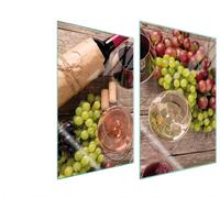 Plaques de recouvrement pour cuisinière 2 pièces 35x52 Couverture de plaque vitrocéramique verre Planche à découper vin bois