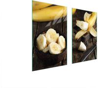 Plaques de recouvrement pour cuisinière 2 pièces 75x52 Couverture de champ en vitrocéramique Planche à découper banane bois