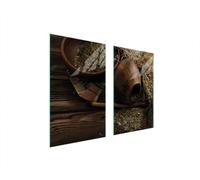 Plaques de recouvrement pour cuisinière 2 pièces 75x52 Couverture de champ en vitrocéramique Planche à découper en bois Yerba