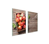 Plaques de recouvrement pour cuisinière 2 pièces 75x52 Couverture de champ en vitrocéramique Planche à découper Pommes Bois