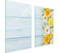 Plaques de recouvrement pour cuisinière 2 pièces 75x52 Couverture de champ en vitrocéramique Planche à découper Gerbera bois